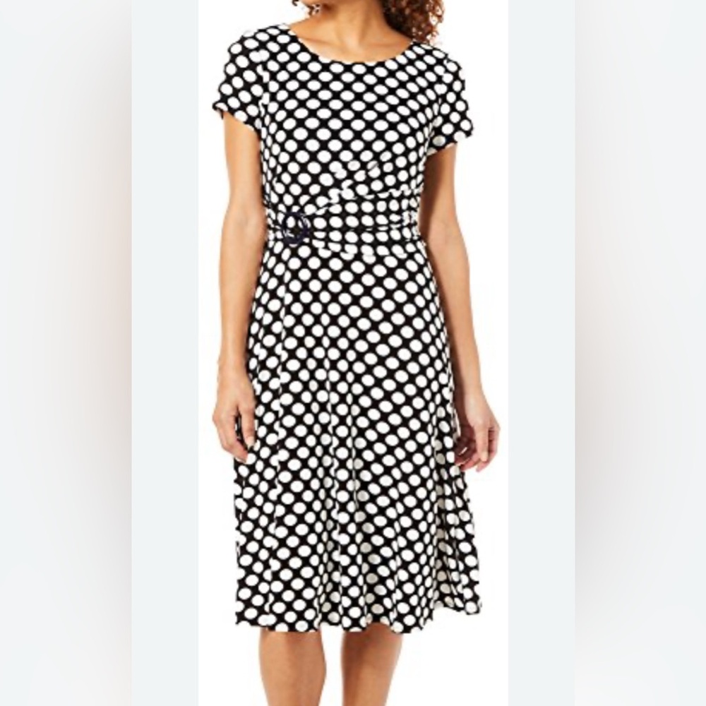Perceptions Black and White Polka Dot Dress, Size 16, pre owned